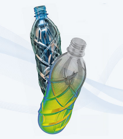 Automated simulation for an optimal, stable and at the same time resource-saving bottle design