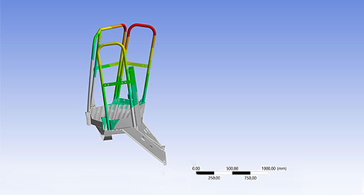 Vibration analysis on the standing platform of a dump loader in Ansys Mechanical