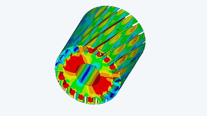 Distribution de la densité du flux dans le noyau du rotor